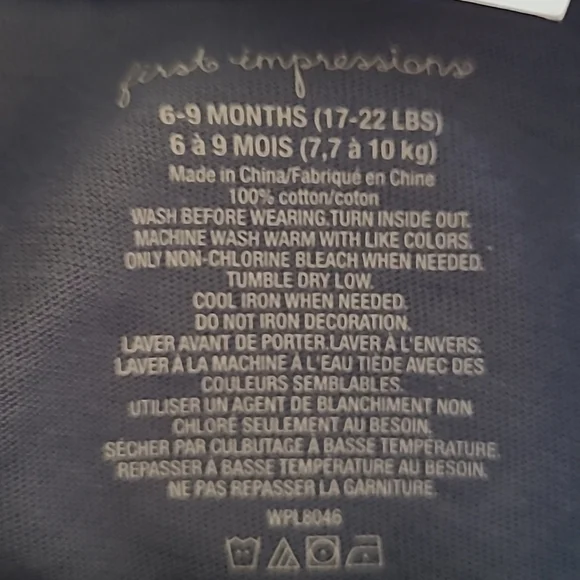 First Impressions Christmas long Sleve Shirt, Blue, Size 6-9 months. - Picture 4 of 5